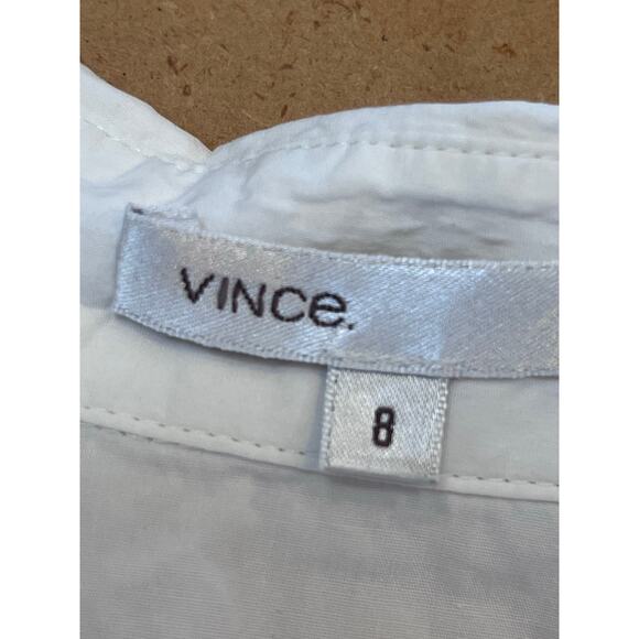 Vince Womens 8 White Button Up Pleated Long Sleeve Lightweight Summer Shirt - Picture 2 of 8